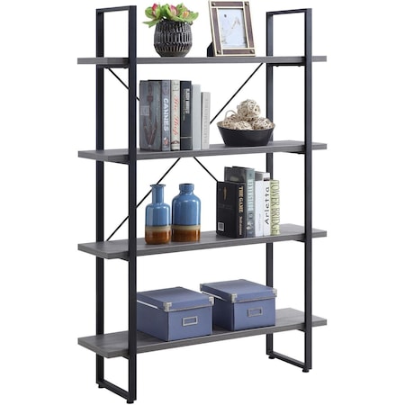Lorell 29 x 11.8 x 57.5 in. SOHO 4 Shelf Metal Frame Bookcase Charcoal LLR97620